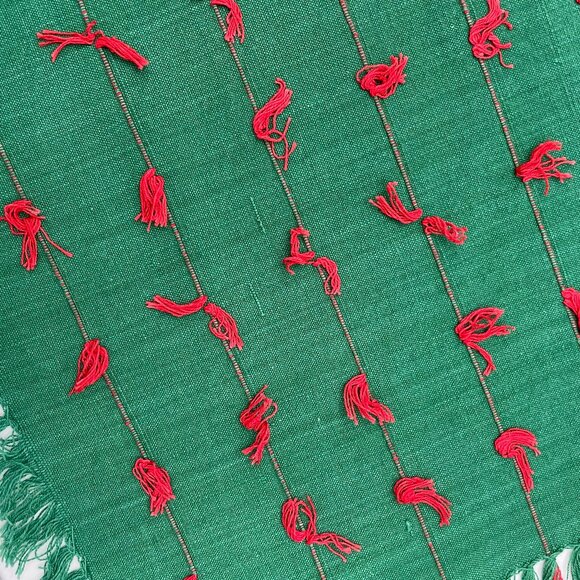 4 Cloth Napkins Green Red‎ Fringe Square Christmas Holiday One Unique Striped - Picture 6 of 15